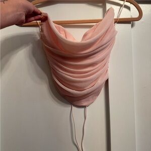 Cowl Neck Pink Strapless Corset Top
